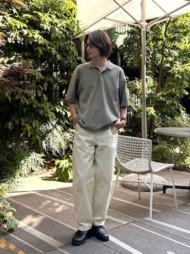 「UNIQLO（ユニクロ）のアイテム（ニット/セーター、グリーン系）」を使った、Rio Hiragaさん（メンズ・171cm）の春コーディネート