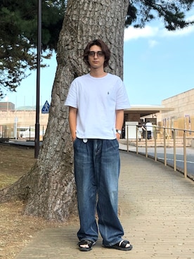 「アイテム（デニムパンツ）」を使った、Rio Hiragaさん（メンズ・171cm）の夏コーディネート