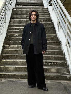 「アイテム（デニムジャケット）」を使った、Rio Hiragaさん（メンズ・171cm）の冬コーディネート