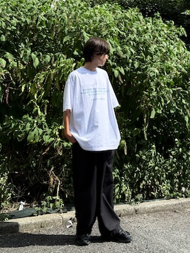 「Graphpaper（グラフペーパー）のアイテム（Tシャツ/カットソー）」を使った、Rio Hiragaさん（メンズ・171cm）の夏コーディネート