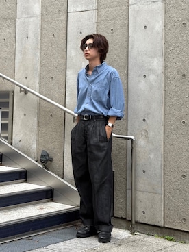 「アイテム（トップス）」を使った、Rio Hiragaさん（メンズ・171cm）の秋コーディネート