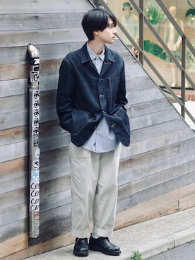 「UNIQLO（ユニクロ）のアイテム（デニムジャケット）」を使った、Rio Hiragaさん（メンズ・171cm）の春コーディネート