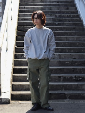 「FRUIT OF THE LOOM（フルーツオブザルーム）のアイテム」を使った、Rio Hiragaさん（メンズ・171cm）の春コーディネート