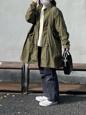 「Right-on（ライトオン）のアイテム（ミリタリージャケット）」を使った、Kさん（レディース・160cm）の冬コーディネート