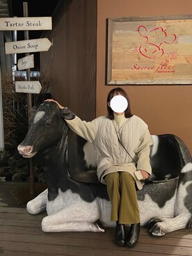 「niko and...（ニコアンド）のアイテム（ノーカラーコート）」を使った、うささん（レディース・163cm）の冬コーディネート