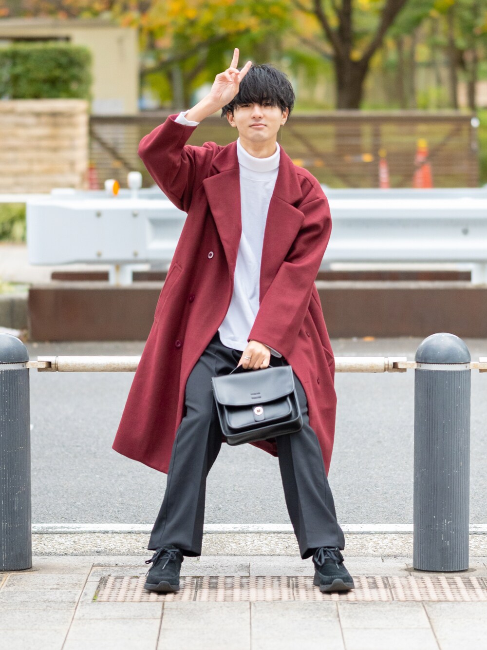 Barbudos ワインレッド チェスターコート チェスターコート（レッド系）を使った「トレンチコート」の人気