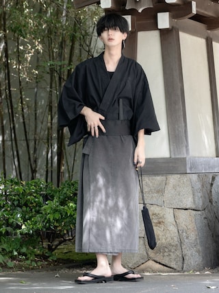 「SPU（スプ）の浴衣5点セット 帯 下駄 扇子 巾着 男性浴衣（浴衣）」を使った、まささん（メンズ・178cm）の夏コーディネート