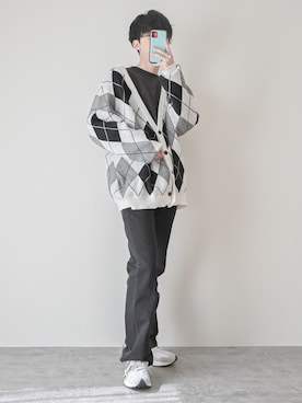 「G.O.C（ジーオーシー）のアイテム（カーディガン/ボレロ）」を使った、まささん（メンズ・178cm）の冬コーディネート