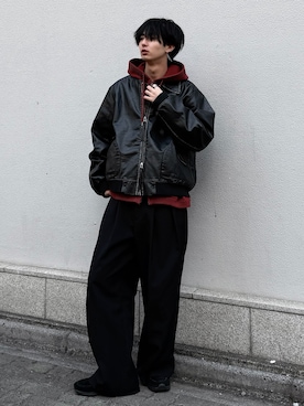 「アイテム（パーカー）」を使った、まささん（メンズ・178cm）の冬コーディネート