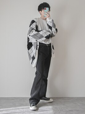 「G.O.C（ジーオーシー）のアイテム（カーディガン/ボレロ）」を使った、まささん（メンズ・178cm）の春コーディネート