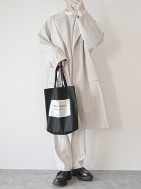 「JUNRED（ジュンレッド）のアイテム（チェスターコート）」を使った、まささん（メンズ・178cm）の冬コーディネート