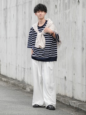 「Adoon plain（アドーンプレーン）のアイテム（パンツ）」を使った、まささん（メンズ・178cm・20代）の春コーディネート
