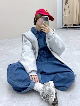 「アイテム（つなぎ/オールインワン）」を使った、よぴさん（レディース・148cm・20代）の秋コーディネート