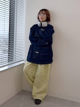 「RAGEBLUE（レイジブルー）のFireman Buckle Denim Shirt Jacket/ファイヤーマンバックル/デニムジャケット（デニムジャケット、ブルー系）」を使った、よぴさん（レディース・148cm）の春コーディネート