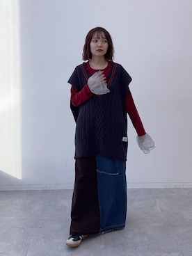 「アイテム（デニムスカート）」を使った、よぴさん（レディース・148cm）の秋コーディネート