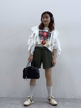 「tiny tiny（ティニーティニー）のアイテム（バッグ）」を使った、よぴさん（レディース・148cm）の夏コーディネート