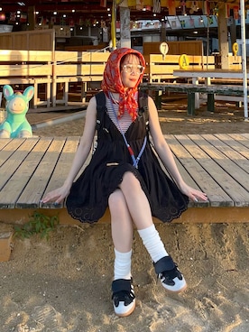 「アイテム（タンクトップ、レッド系）」を使った、よぴさん（レディース・148cm）の秋コーディネート