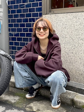 「RAGEBLUE（レイジブルー）のアイテム（パーカー）」を使った、よぴさん（レディース・148cm）の秋コーディネート