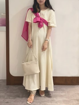 「ピンクシャツ」｜「アイテム（ワンピース/ドレス）」を使った、も えさん（レディース・155cm）の夏コーディネート