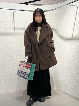 「アイテム（Tシャツ/カットソー、グリーン系）」を使った、moeさん（レディース・155cm）の秋コーディネート