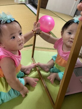 「GAP（ギャップ）のアイテム（ワンピース、その他）」を使った、桜ノママさん（キッズ・110cm）の夏コーディネート