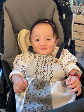 「rag babyのアイテム（ワンピース、ブルー系）」を使った、桜ノママさん（キッズ・110cm）の夏コーディネート