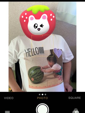 「UNIQLO（ユニクロ）のアイテム（Tシャツ/カットソー、ホワイト系）」を使った、桜ノママさん（キッズ・110cm）の夏コーディネート