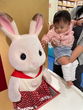 「しまむら（シマムラ）のアイテム（カーディガン/ボレロ、ピンク系）」を使った、桜ノママさん（キッズ・110cm）の夏コーディネート