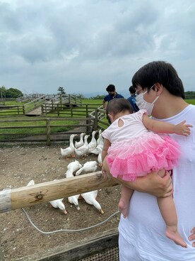 「パパと旅行のアイテム（ワンピース、ピンク系）」を使った、桜ノママさん（キッズ・110cm）の夏コーディネート
