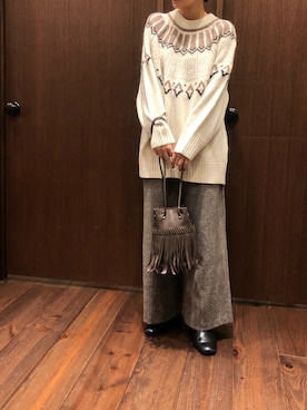 「NOMBRE IMPAIR（ノンブルアンペール）のアイテム（ニット/セーター）」を使った、mis.さん（レディース・149cm）の秋コーディネート