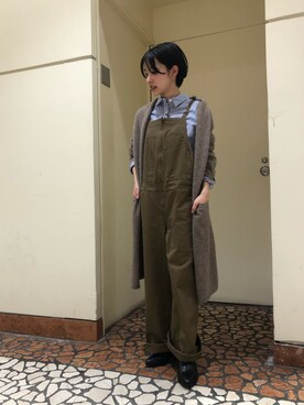 「NOMBRE IMPAIR（ノンブルアンペール）のアイテム（サロペット/オーバーオール）」を使った、mis.さん（レディース・149cm）の冬コーディネート