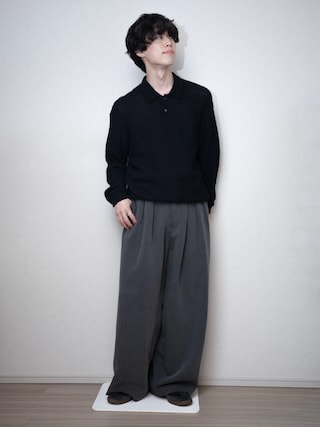 「WYM LIDNM(ウィム バイ リドム)のSLIGHT FLARE DOUBLE CLOTH BAGGY SLACKS(スラックス)」を使った、RIKUさん(メンズ・171cm)の春コーディネート