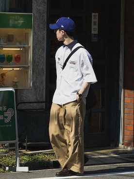 「SHINYAKOZUKA（シンヤコヅカ）のアイテム（チノパンツ）」を使った、RIKUさん（メンズ・171cm）の夏コーディネート