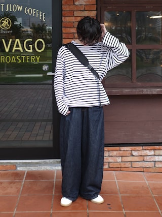 「MONO-MART LADY'S（モノマートレディース）のナイロンワンショルダーボディバッグ（ボディバッグ/ウエストポーチ）」を使った、RIKUさん（メンズ・171cm）の春コーディネート