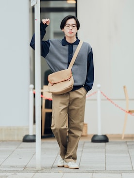 「UNIVERSAL OVERALL（ユニバーサルオーバーオール）のアイテム」を使った、RIKUさん（メンズ・171cm）の春コーディネート