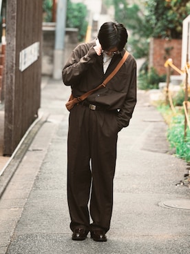 「UNIQLO（ユニクロ）のアイテム（スラックス）」を使った、RIKUさん（メンズ・171cm）の秋コーディネート