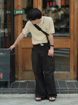 「アイテム（ポロシャツ）」を使った、RIKUさん（メンズ・171cm・20代）の夏コーディネート