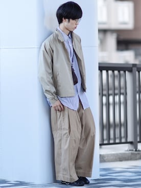 「SHINYAKOZUKA（シンヤコヅカ）のアイテム（チノパンツ）」を使った、RIKUさん（メンズ・171cm）の秋コーディネート