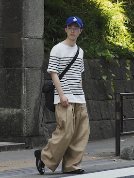 「SHINYAKOZUKA（シンヤコヅカ）のアイテム（チノパンツ）」を使った、RIKUさん（メンズ・171cm）の夏コーディネート