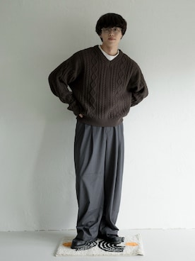 「アイテム（ニット/セーター）」を使った、RIKUさん（メンズ・171cm・20代）の秋コーディネート