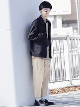 「UNIQLO（ユニクロ）のアイテム（ブルゾン）」を使った、RIKUさん（メンズ・171cm）の秋コーディネート