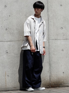 「INTER FACTORY（インターファクトリー）のアイテム（カーゴパンツ）」を使った、RIKUさん（メンズ・171cm）の夏コーディネート