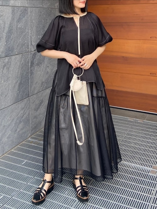 ブラウス シャツ バイカラーボリュームシアーブラウス レディース LADYMADE ブラウス シャツ バイカラーボリュームシアーブラウス