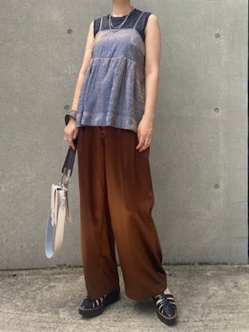 「アイテム（その他トップス、パープル系）」を使った、tea._.coさん（レディース・164cm）の夏コーディネート