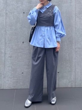 「グレー」｜「アイテム（スリッポン）」を使った、tea._.coさん（レディース・164cm）の夏コーディネート