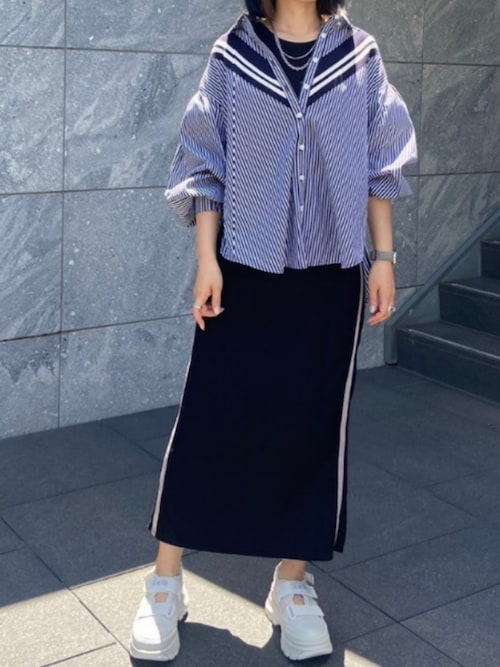 LADYMADE ブラウス シャツ リブライン切り替えシャツ レディース