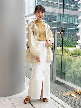 「ホワイトデニム」｜「アイテム（ブルゾン）」を使った、Demi-Luxe BEAMSさん（レディース・158cm）の夏コーディネート