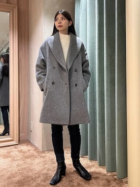 「ブーツスタイル」｜「アイテム（チェスターコート）」を使った、Demi-Luxe BEAMSさん（レディース・163cm）の秋コーディネート