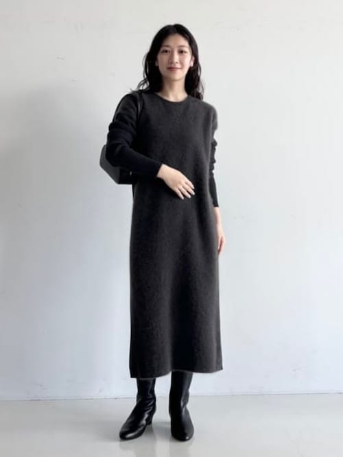 フラッフィ クルーネック ニット ワンピース（ワンピース）｜Demi-Luxe