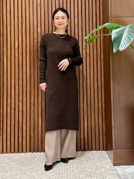 未使用品✨デミルクス ビームス フラッフィ クルーネック ニット ワンピース Demi-Luxe BEAMS｜フラッフィ クルーネック ニット ワンピース